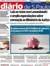 Capa do jornal Diário de São Paulo 09/01/2024