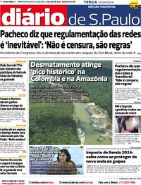 Capa do jornal Diário de São Paulo 09/04/2024
