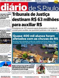 Capa do jornal Diário de São Paulo 09/05/2024
