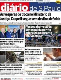 Capa do jornal Diário de São Paulo 10/01/2024