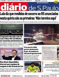 Capa do jornal Diário de São Paulo 10/05/2024
