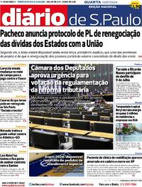 Capa do jornal Diário de São Paulo 10/07/2024