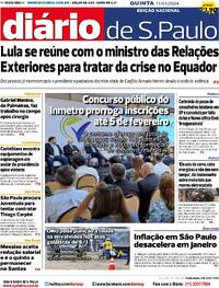 Capa do jornal Diário de São Paulo 11/01/2024