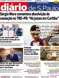 Capa do jornal Diário de São Paulo 11/04/2024