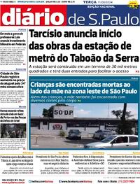 Capa do jornal Diário de São Paulo 11/06/2024