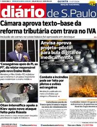 Capa do jornal Diário de São Paulo 11/07/2024