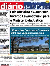 Capa do jornal Diário de São Paulo 12/01/2024