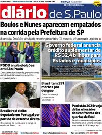 Capa do jornal Diário de São Paulo 12/03/2024