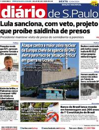 Capa do jornal Diário de São Paulo 12/04/2024