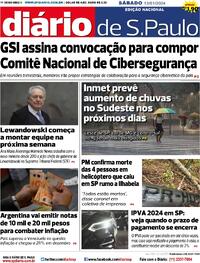 Capa do jornal Diário de São Paulo 13/01/2024