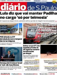 Capa do jornal Diário de São Paulo 13/04/2024