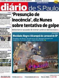 Capa do jornal Diário de São Paulo 14/02/2024
