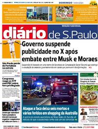 Capa do jornal Diário de São Paulo 14/04/2024