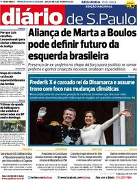 Capa do jornal Diário de São Paulo 15/01/2024
