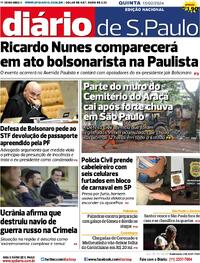 Capa do jornal Diário de São Paulo 15/02/2024