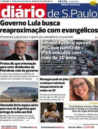 Capa do jornal Diário de São Paulo 15/03/2024