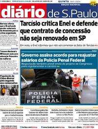 Capa do jornal Diário de São Paulo 18/01/2024