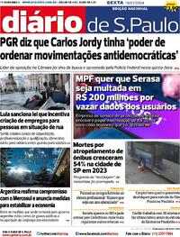 Capa do jornal Diário de São Paulo 19/01/2024