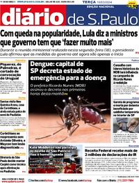 Capa do jornal Diário de São Paulo 19/03/2024