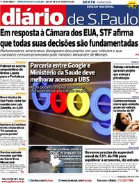 Capa do jornal Diário de São Paulo 19/04/2024