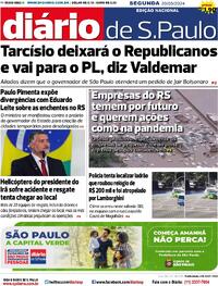 Capa do jornal Diário de São Paulo 20/05/2024
