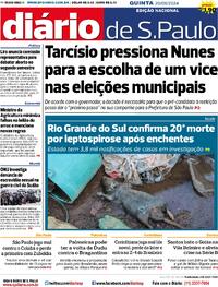 Capa do jornal Diário de São Paulo 20/06/2024