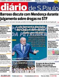 Capa do jornal Diário de São Paulo 21/06/2024