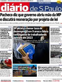 Capa do jornal Diário de São Paulo 22/02/2024