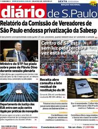 Capa do jornal Diário de São Paulo 22/03/2024