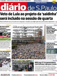 Capa do jornal Diário de São Paulo 22/04/2024