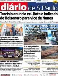 Capa do jornal Diário de São Paulo 22/06/2024