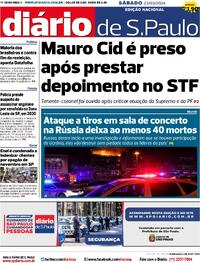 Capa do jornal Diário de São Paulo 23/03/2024