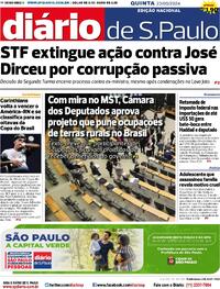 Capa do jornal Diário de São Paulo 23/05/2024