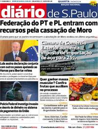 Capa do jornal Diário de São Paulo 24/04/2024