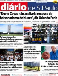Capa do jornal Diário de São Paulo 25/01/2024