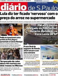 Capa do jornal Diário de São Paulo 26/05/2024