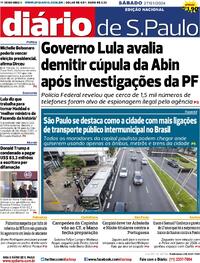 Capa do jornal Diário de São Paulo 27/01/2024