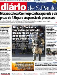 Capa do jornal Diário de São Paulo 27/06/2024