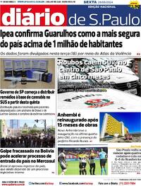 Capa do jornal Diário de São Paulo 28/06/2024