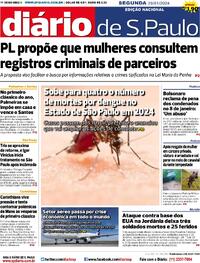 Capa do jornal Diário de São Paulo 29/01/2024