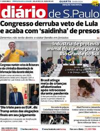 Capa do jornal Diário de São Paulo 29/05/2024