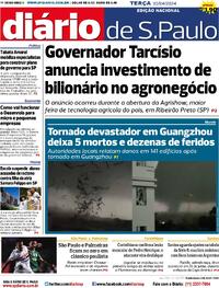 Capa do jornal Diário de São Paulo 30/04/2024