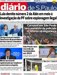 Capa do jornal Diário de São Paulo 31/01/2024