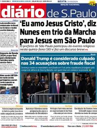 Capa do jornal Diário de São Paulo 31/05/2024