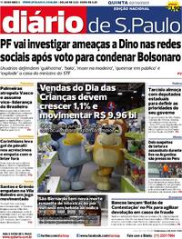 Capa do jornal Diário de São Paulo 02/10/2025