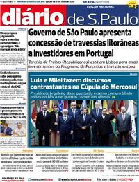 Capa do jornal Diário de São Paulo 04/07/2025