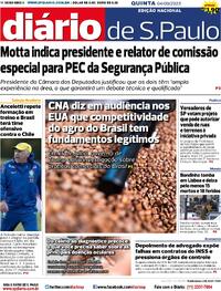 Capa do jornal Diário de São Paulo 04/09/2025