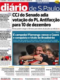 Capa do jornal Diário de São Paulo 04/12/2025