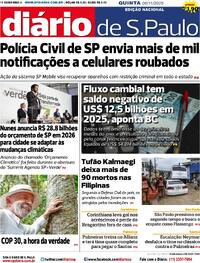 Capa do jornal Diário de São Paulo 06/11/2025
