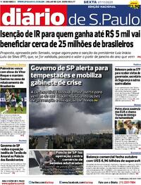 Capa do jornal Diário de São Paulo 07/11/2025